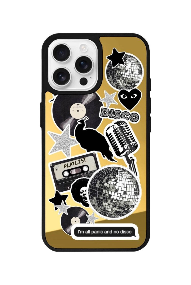 iPhone 16 Pro Disco Stickers Mirror Aynalı Telefon Kılıfı Altın - SUMTHINCS