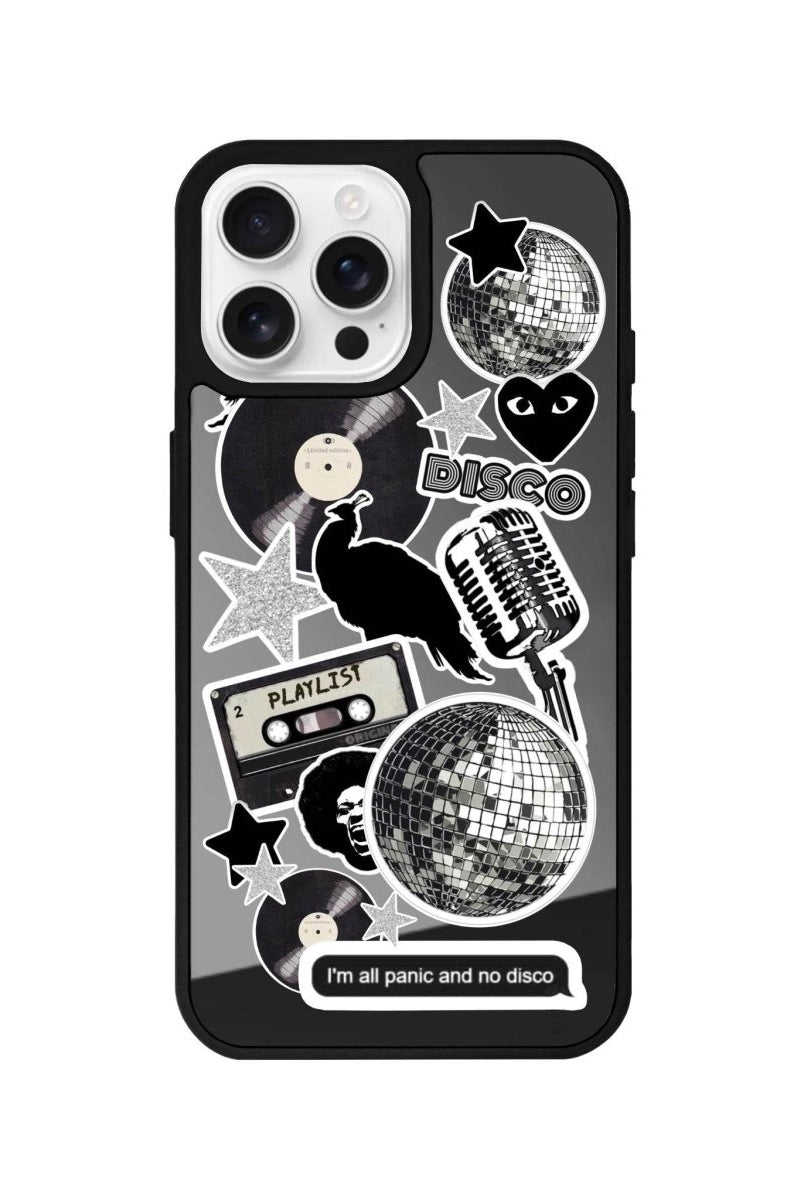 iPhone 16 Pro Disco Stickers Mirror Aynalı Telefon Kılıfı Antrasit - SUMTHINCS