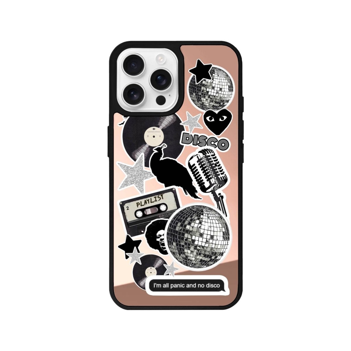 iPhone 16 Pro Disco Stickers Mirror Aynalı Telefon Kılıfı Metalik Pembe - SUMTHINCS