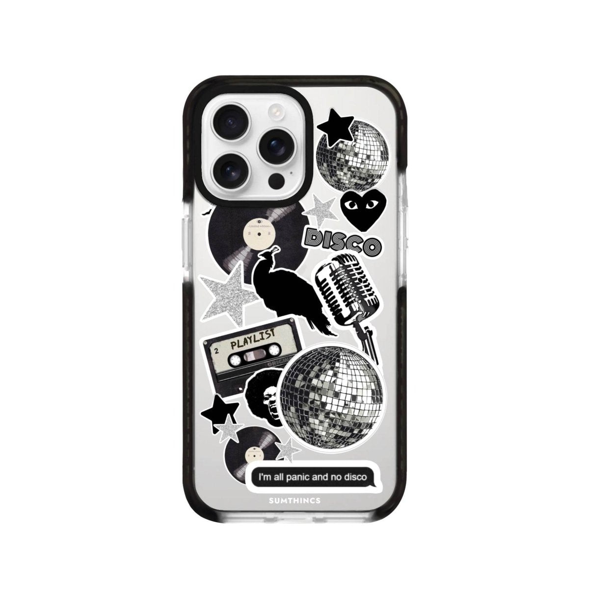 iPhone 16 Pro Disco Stickers Procase Şeffaf Telefon Kılıfı Siyah Şeffaf - SUMTHINCS