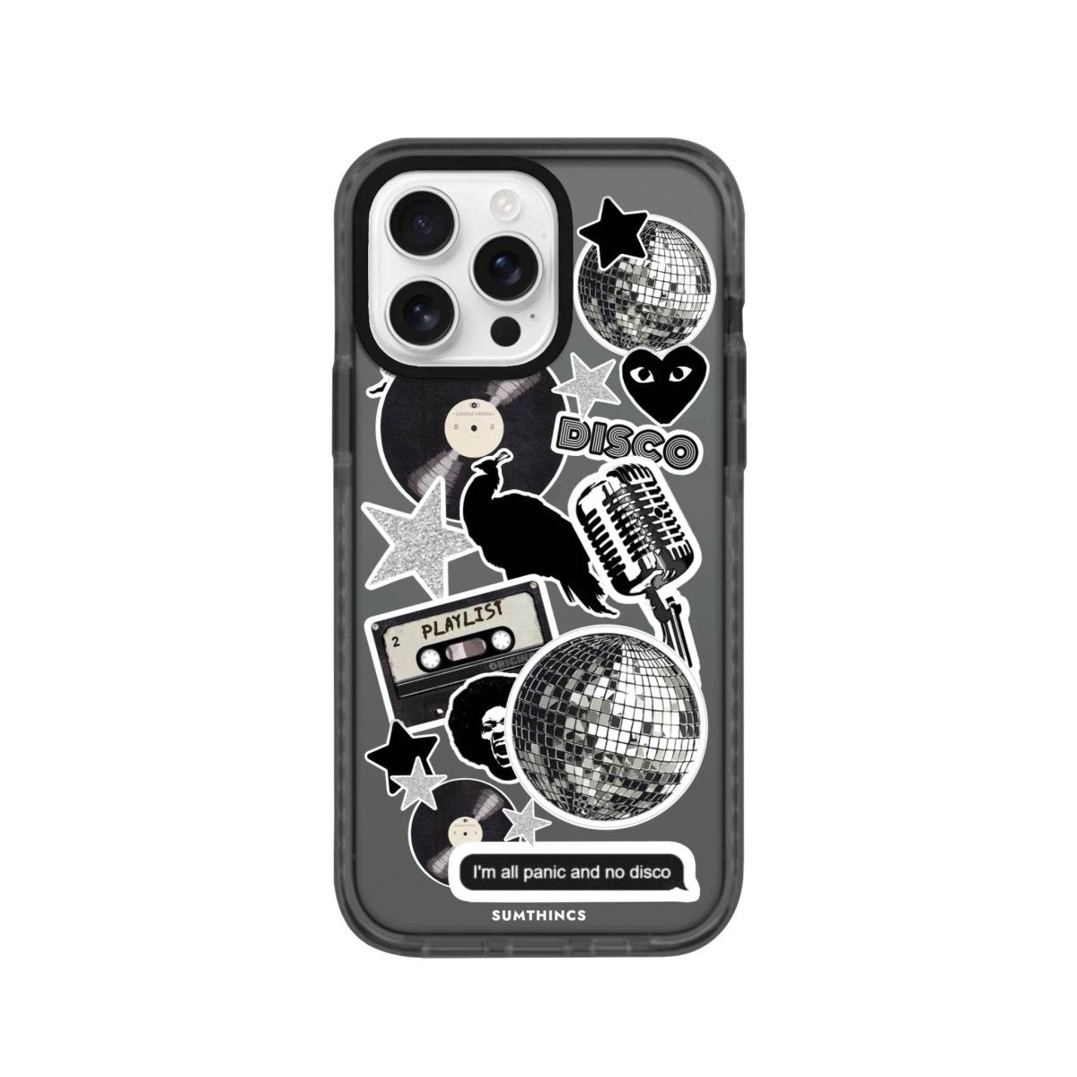 iPhone 16 Pro Disco Stickers Procase Şeffaf Telefon Kılıfı Antrasit - SUMTHINCS