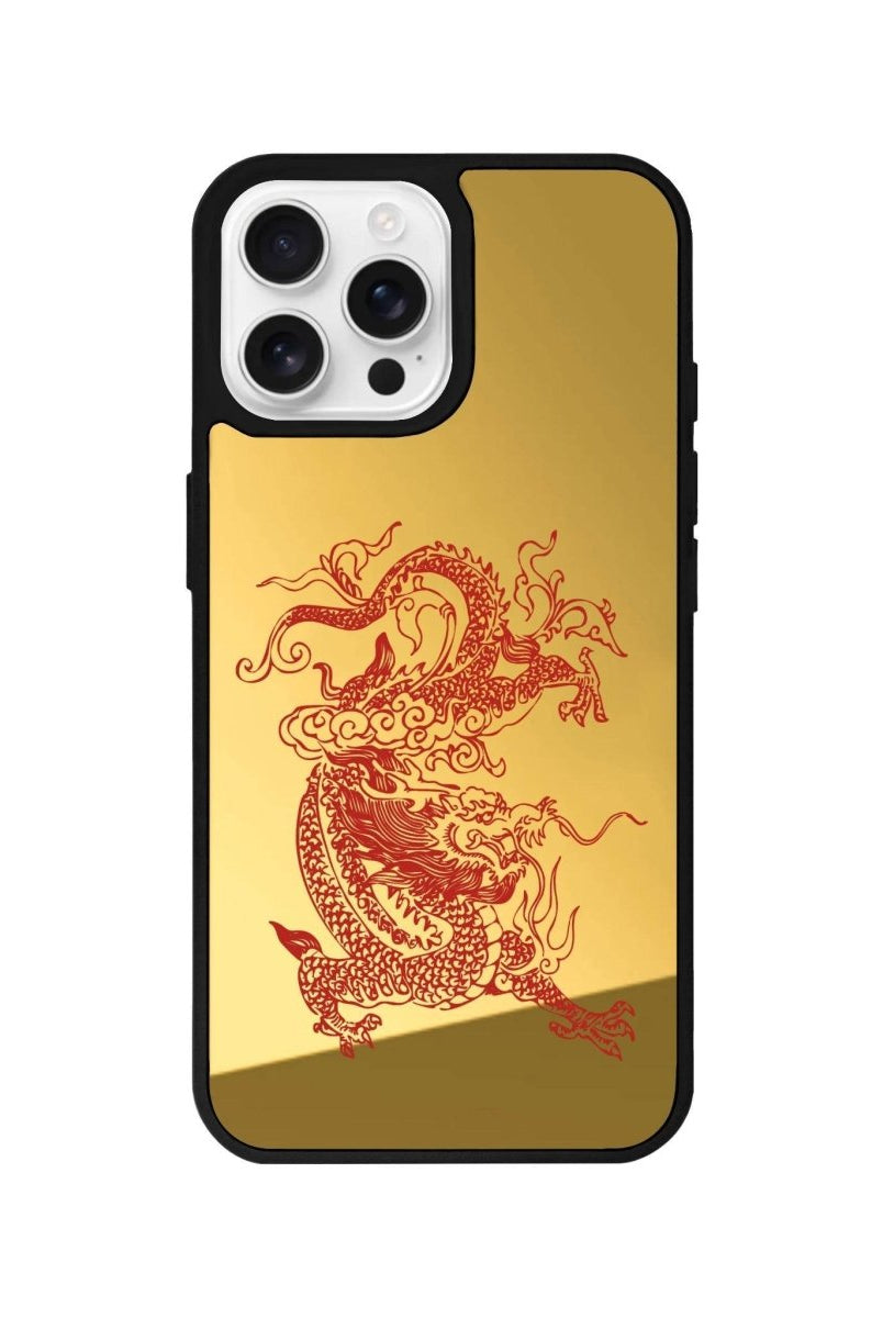 iPhone 16 Pro Dragon Mirror Aynalı Telefon Kılıfı Altın - SUMTHINCS