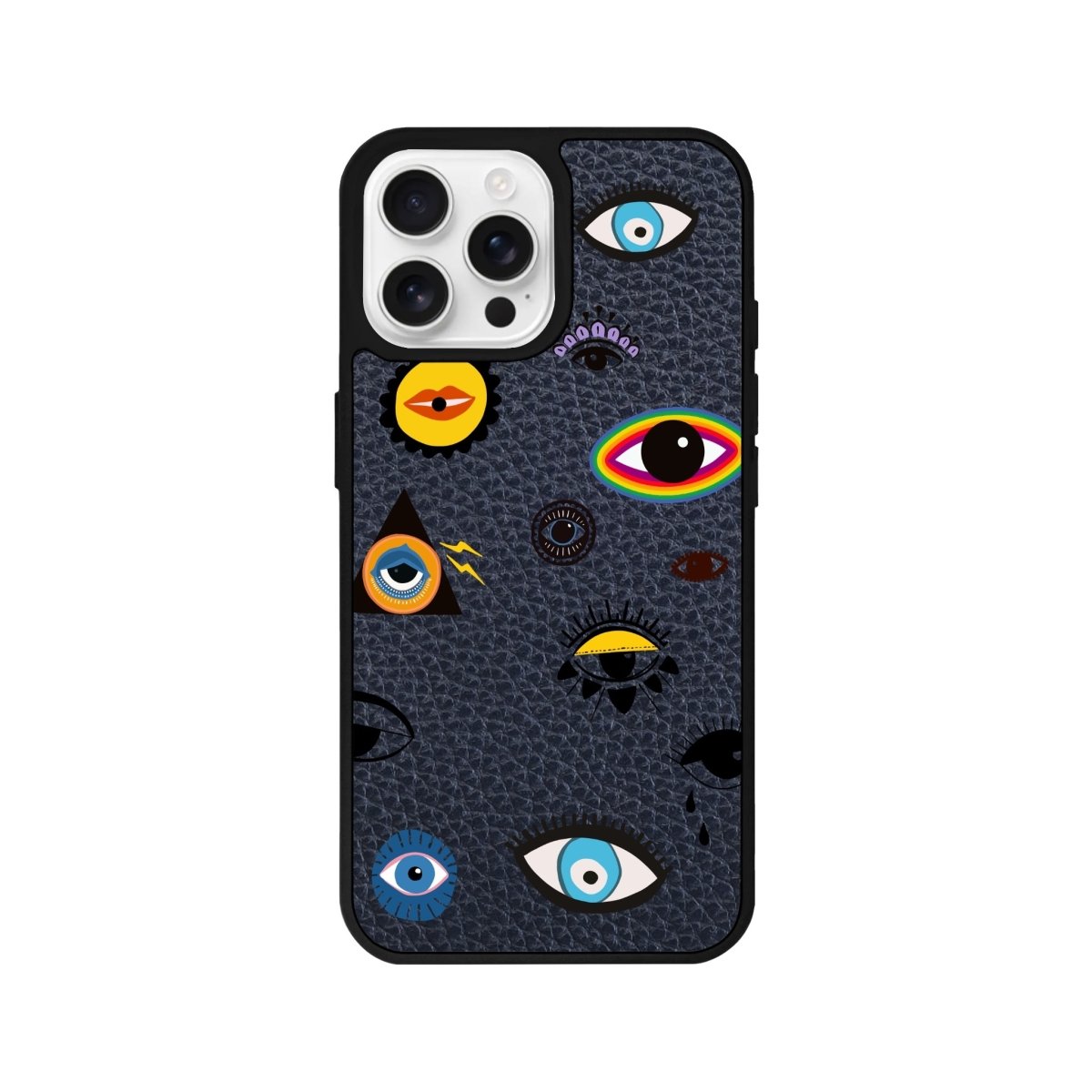 iPhone 16 Pro Eye Stickers Leather Vegan Deri Telefon Kılıfı Pasifik Mavi - SUMTHINCS