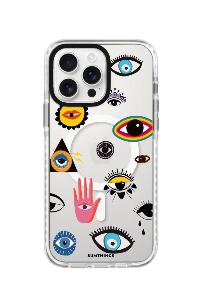 iPhone 16 Pro Eye Stickers Magsafe Procase Şeffaf Telefon Kılıfı Beyaz Şeffaf - SUMTHINCS
