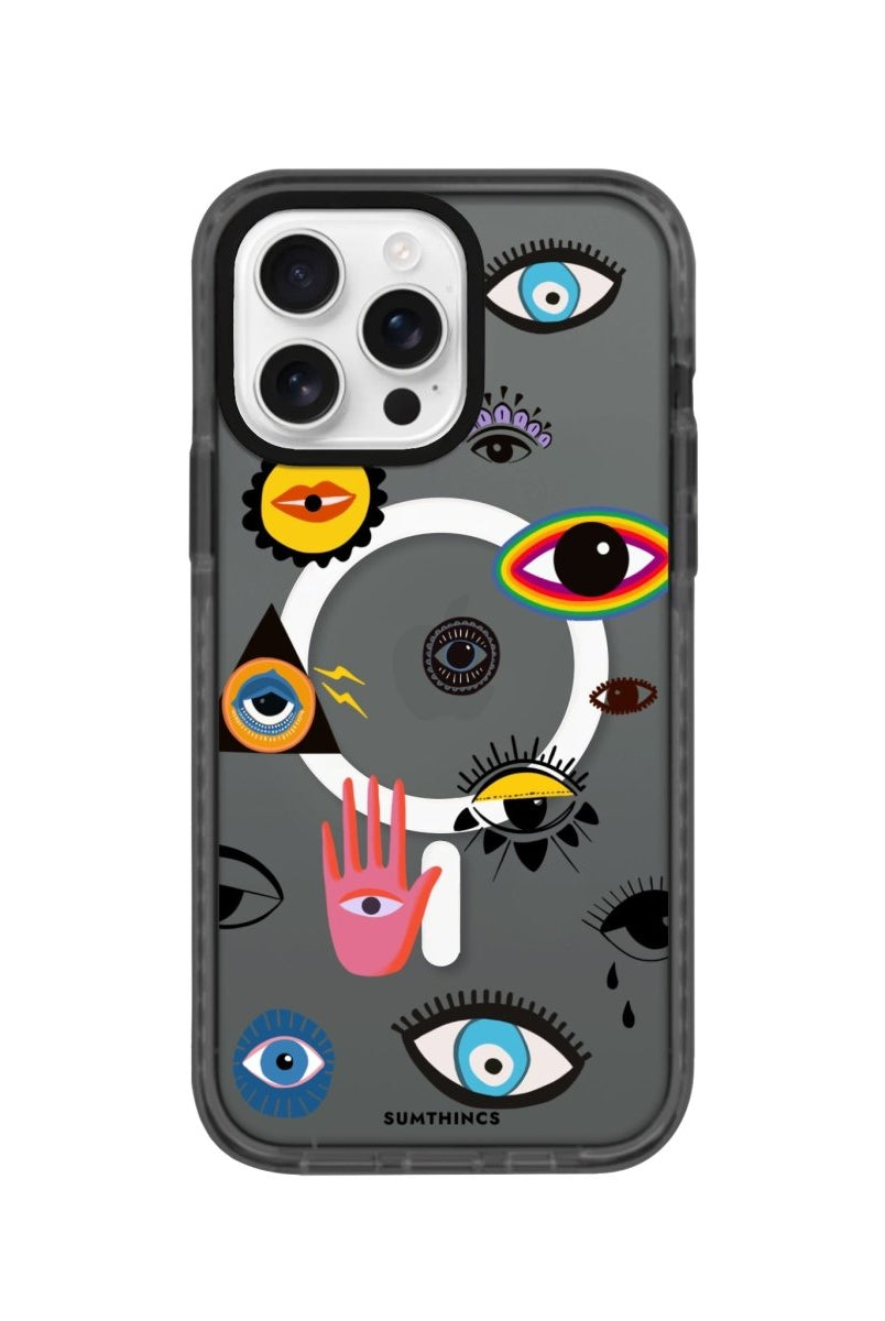 iPhone 16 Pro Eye Stickers Magsafe Procase Şeffaf Telefon Kılıfı Antrasit - SUMTHINCS