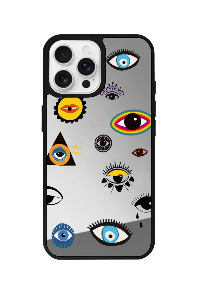 iPhone 16 Pro Eye Stickers Mirror Aynalı Telefon Kılıfı Gümüş - SUMTHINCS
