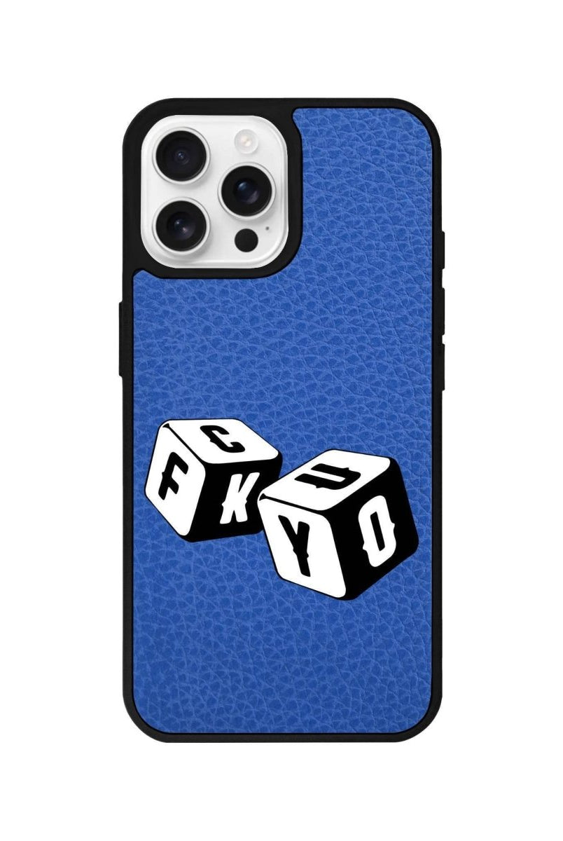 iPhone 16 Pro Fck You Leather Vegan Deri Telefon Kılıfı Mavi - SUMTHINCS