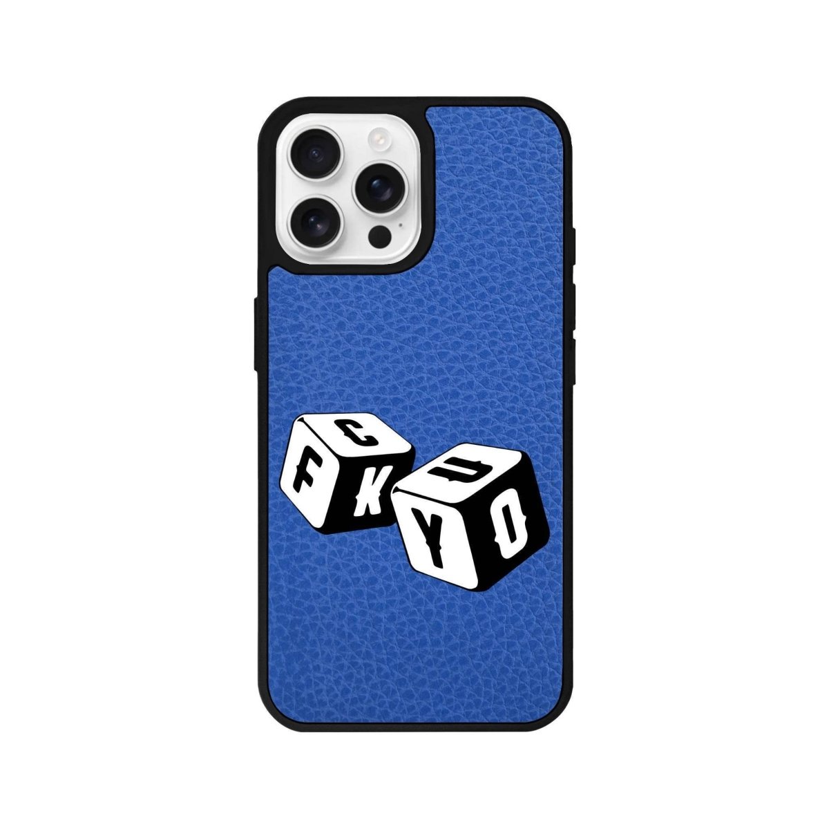 iPhone 16 Pro Fck You Leather Vegan Deri Telefon Kılıfı Mavi - SUMTHINCS