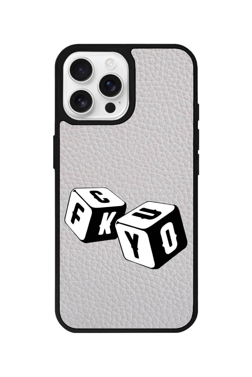 iPhone 16 Pro Fck You Leather Vegan Deri Telefon Kılıfı Gri - SUMTHINCS