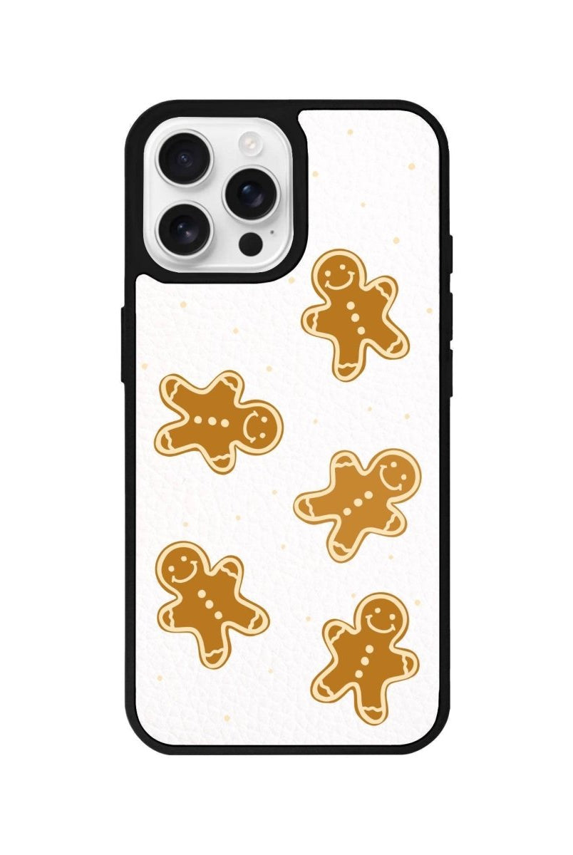 iPhone 16 Pro Gingerbread Man Leather Vegan Deri Telefon Kılıfı Beyaz - SUMTHINCS