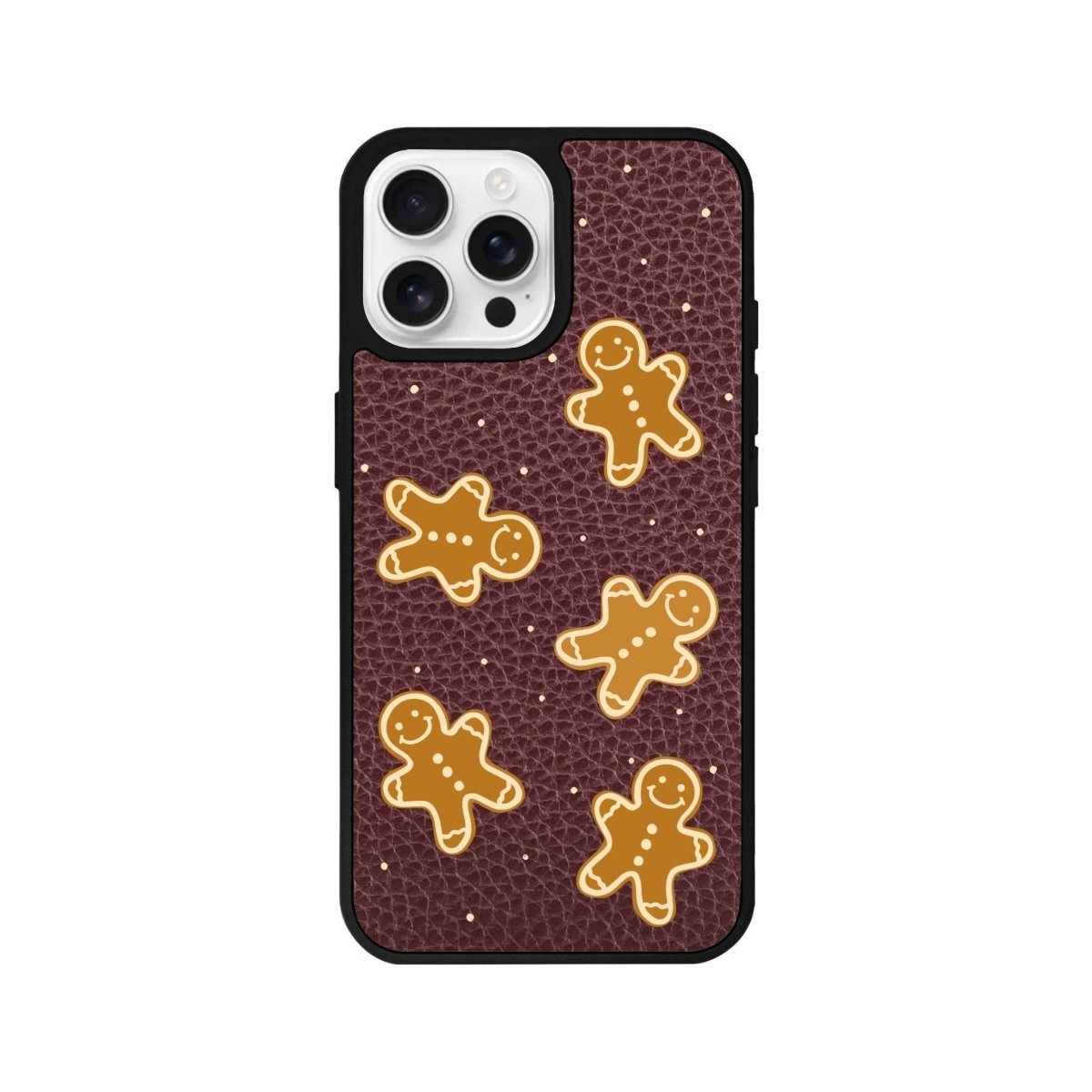 iPhone 16 Pro Gingerbread Man Leather Vegan Deri Telefon Kılıfı Bordo - SUMTHINCS