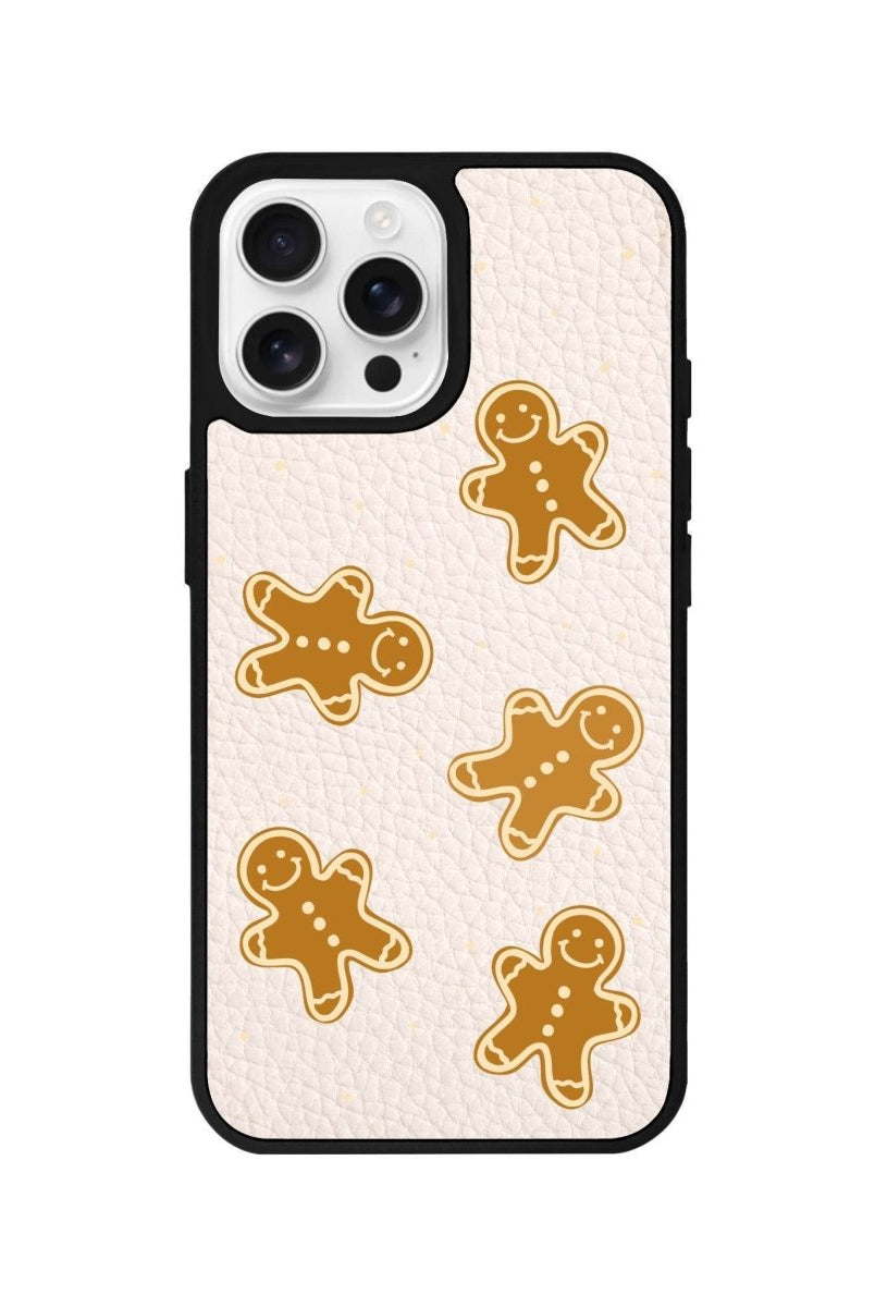 iPhone 16 Pro Gingerbread Man Leather Vegan Deri Telefon Kılıfı Bej - SUMTHINCS