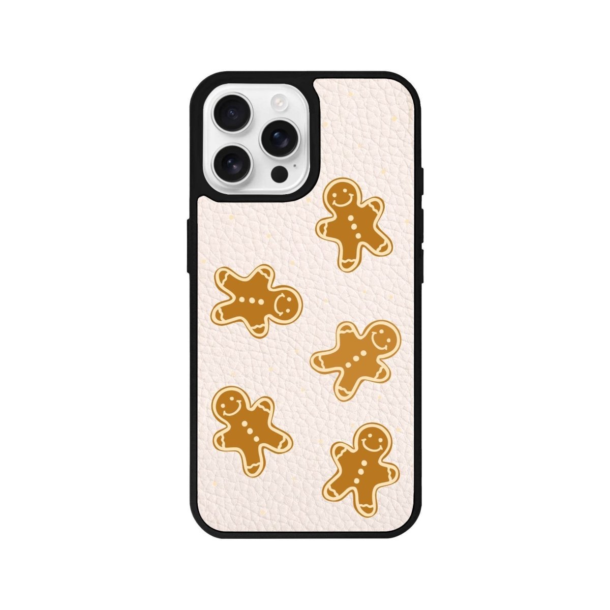 iPhone 16 Pro Gingerbread Man Leather Vegan Deri Telefon Kılıfı Bej - SUMTHINCS