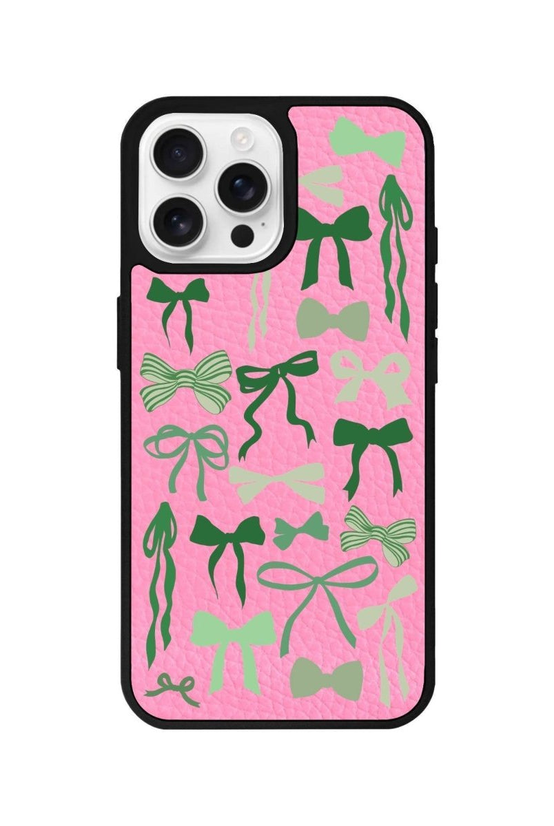 iPhone 16 Pro Green Garland Leather Vegan Deri Telefon Kılıfı - SUMTHINCS