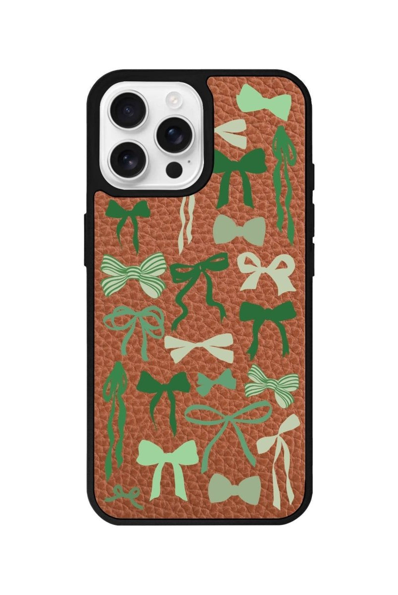 iPhone 16 Pro Green Garland Leather Vegan Deri Telefon Kılıfı - SUMTHINCS