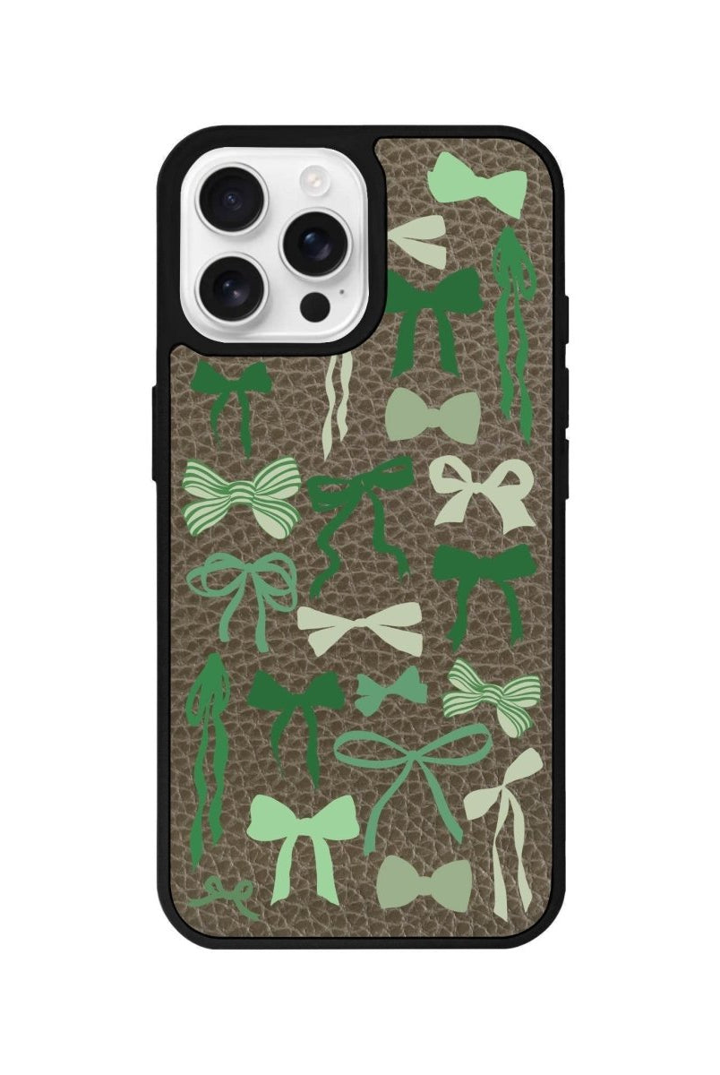iPhone 16 Pro Green Garland Leather Vegan Deri Telefon Kılıfı Haki - SUMTHINCS