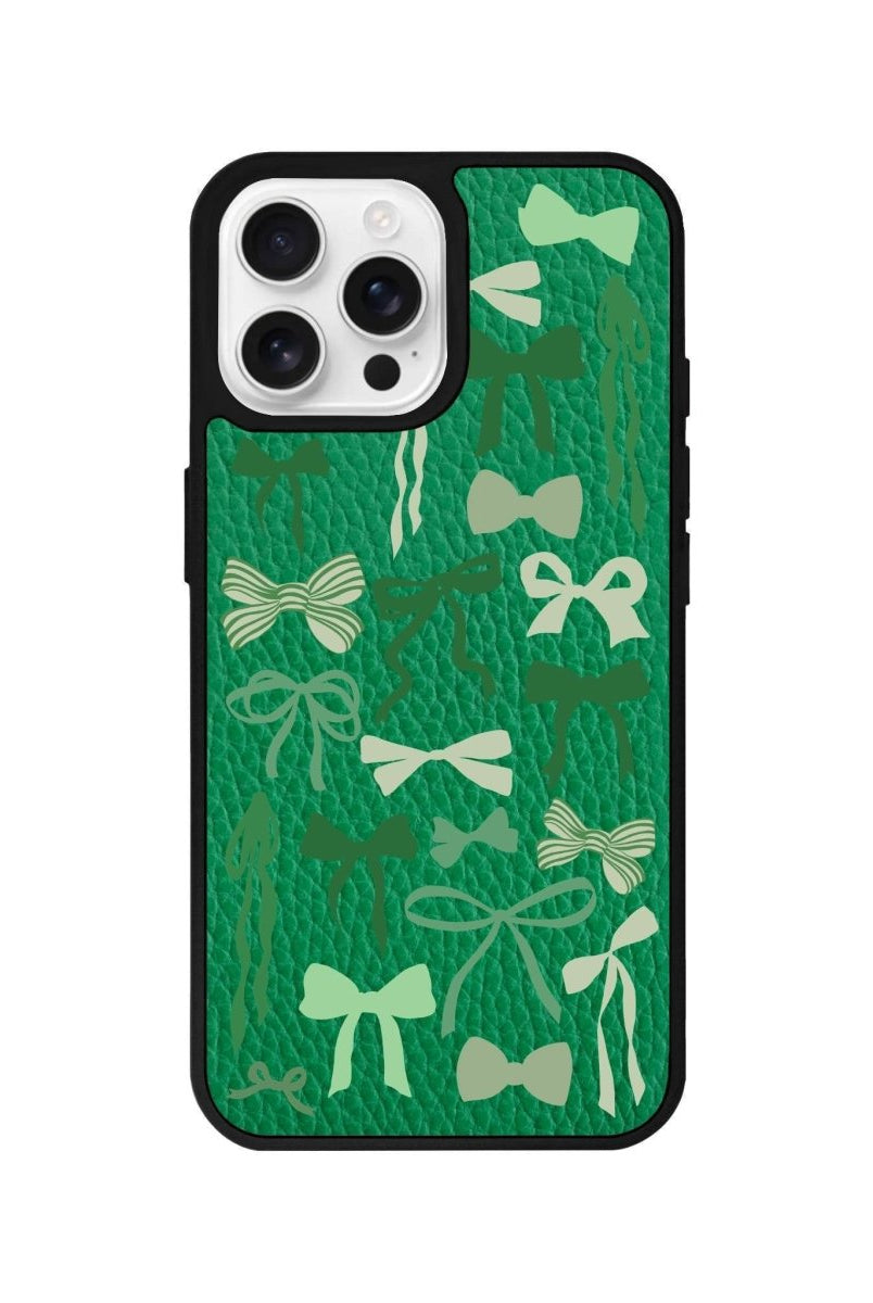 iPhone 16 Pro Green Garland Leather Vegan Deri Telefon Kılıfı - SUMTHINCS