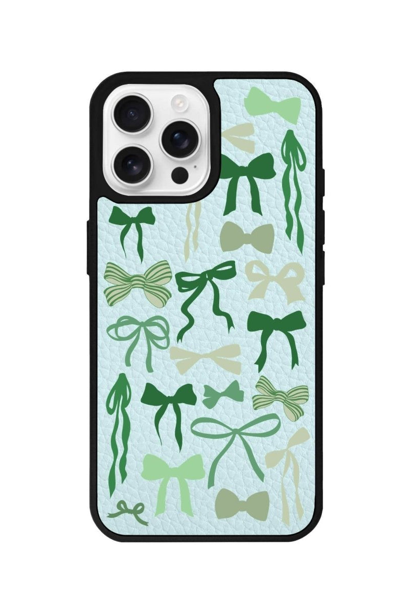iPhone 16 Pro Green Garland Leather Vegan Deri Telefon Kılıfı Açık Mavi - SUMTHINCS