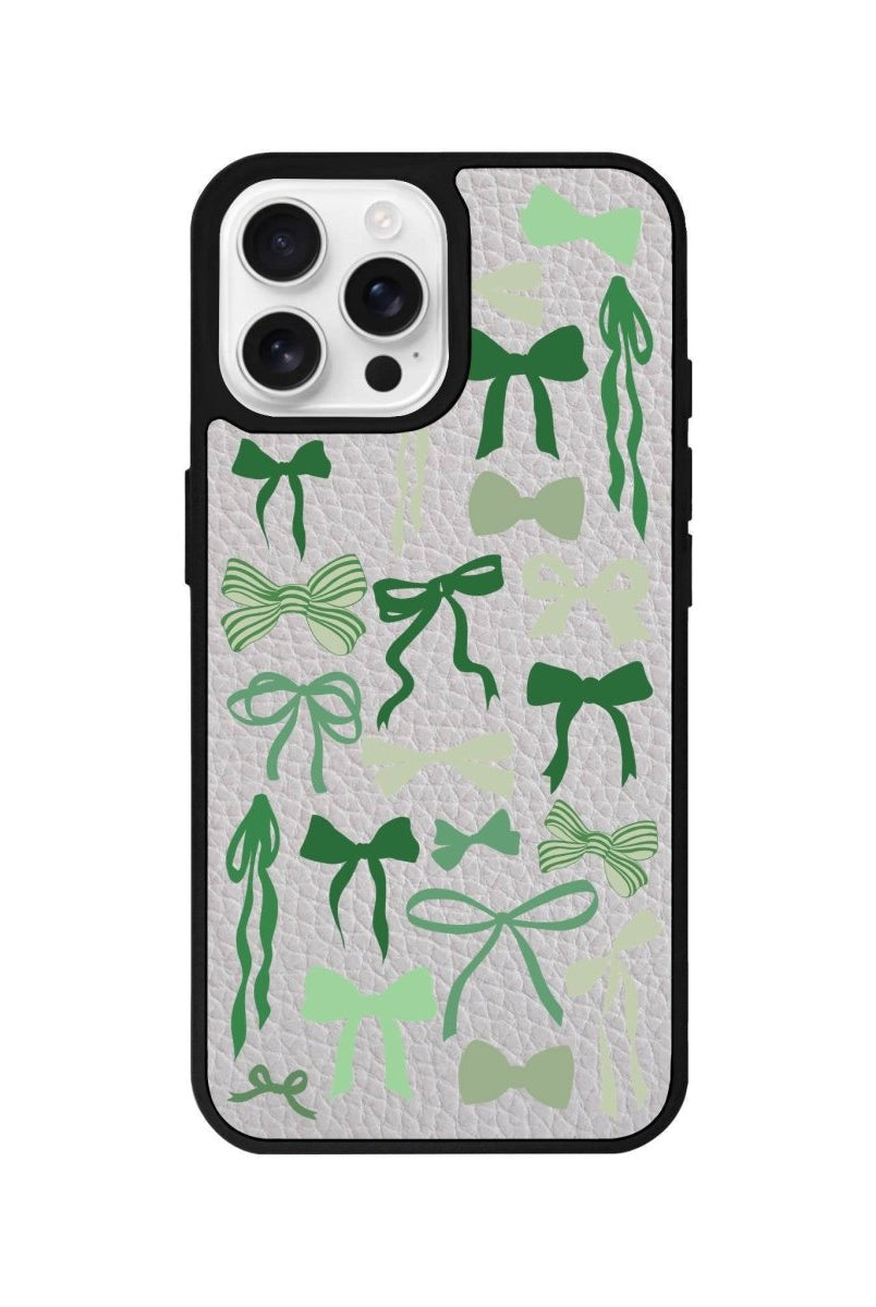 iPhone 16 Pro Green Garland Leather Vegan Deri Telefon Kılıfı - SUMTHINCS