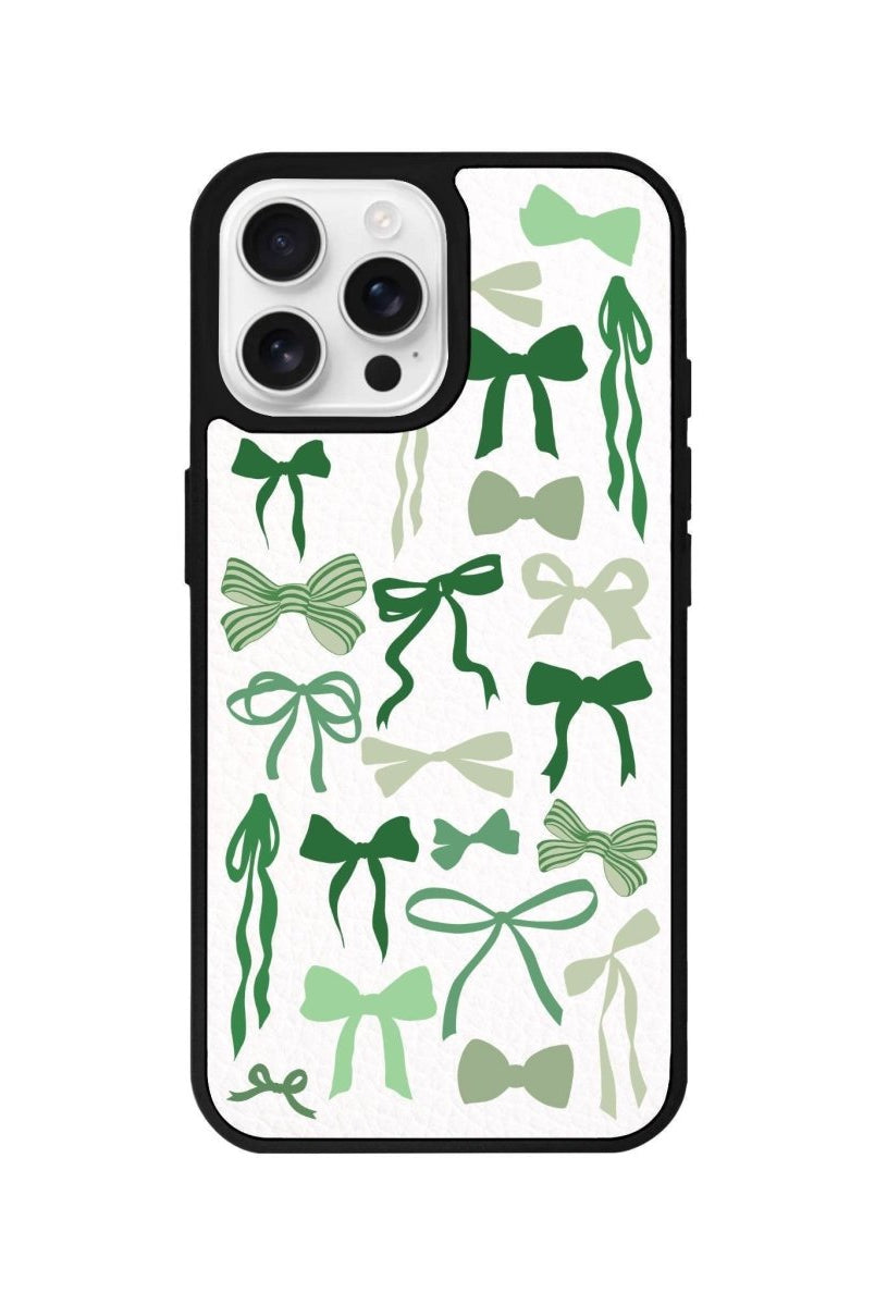 iPhone 16 Pro Green Garland Leather Vegan Deri Telefon Kılıfı Beyaz - SUMTHINCS