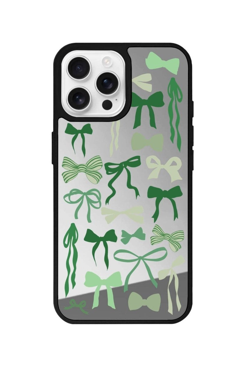 iPhone 16 Pro Green Garland Mirror Aynalı Telefon Kılıfı Gümüş - SUMTHINCS