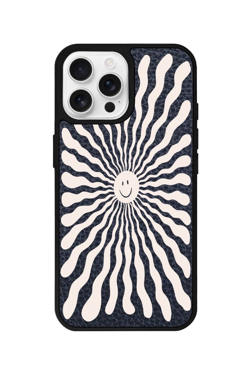 iPhone 16 Pro Happy Little Sun Leather Vegan Deri Telefon Kılıfı Pasifik Mavi - SUMTHINCS