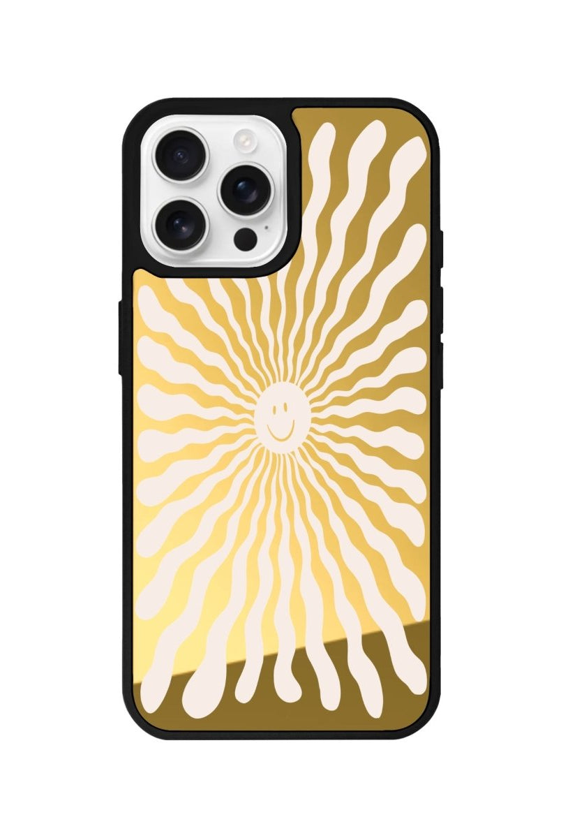 iPhone 16 Pro Happy Little Sun Mirror Aynalı Telefon Kılıfı Altın - SUMTHINCS