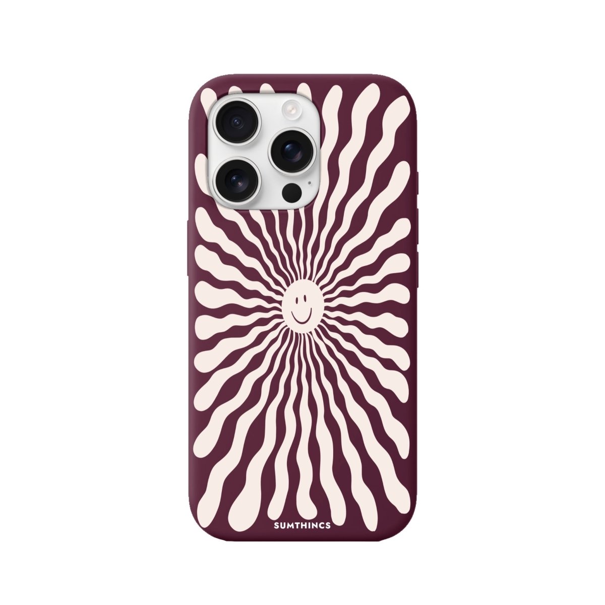 iPhone 16 Pro Happy Little Sun Premium Telefon Kılıfı Bordo - SUMTHINCS