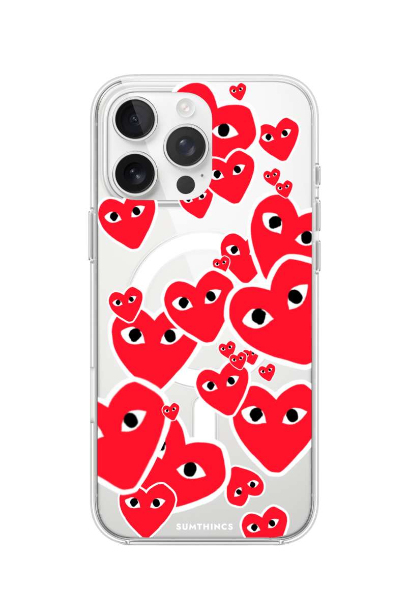 iPhone 16 Pro Hearts Clear Magsafe Şeffaf Telefon Kılıfı - SUMTHINCS
