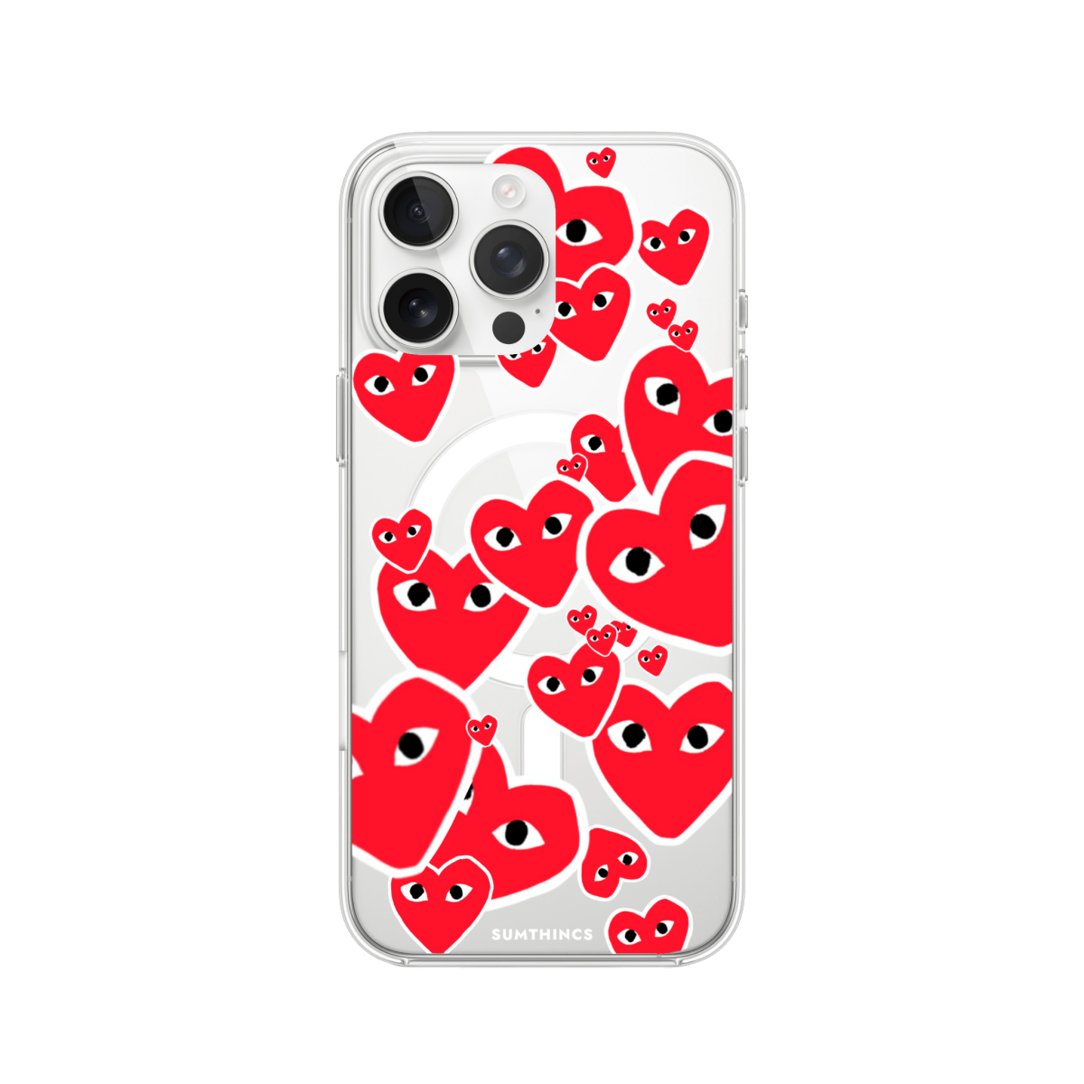 iPhone 16 Pro Hearts Clear Magsafe Şeffaf Telefon Kılıfı - SUMTHINCS