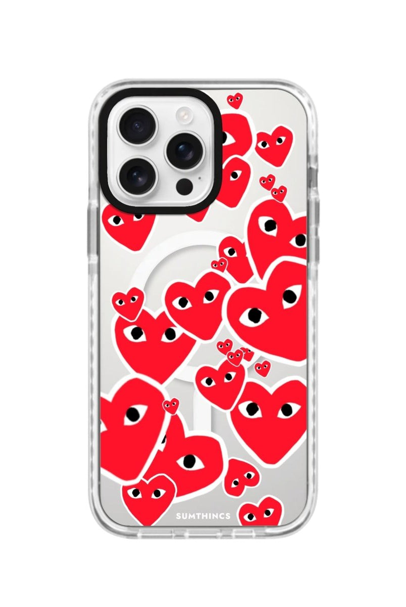 iPhone 16 Pro Hearts Magsafe Procase Şeffaf Telefon Kılıfı Beyaz Şeffaf - SUMTHINCS