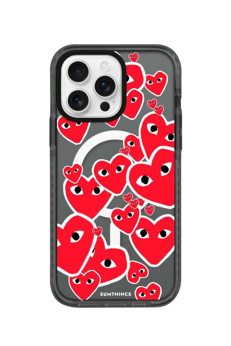 iPhone 16 Pro Hearts Magsafe Procase Şeffaf Telefon Kılıfı Antrasit - SUMTHINCS