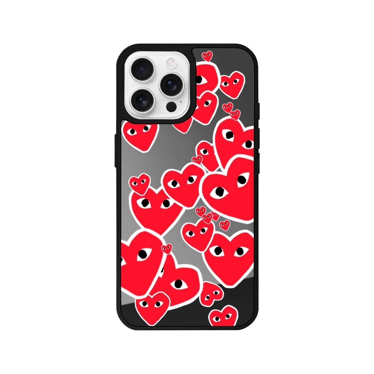 iPhone 16 Pro Hearts Mirror Aynalı Telefon Kılıfı Antrasit - SUMTHINCS