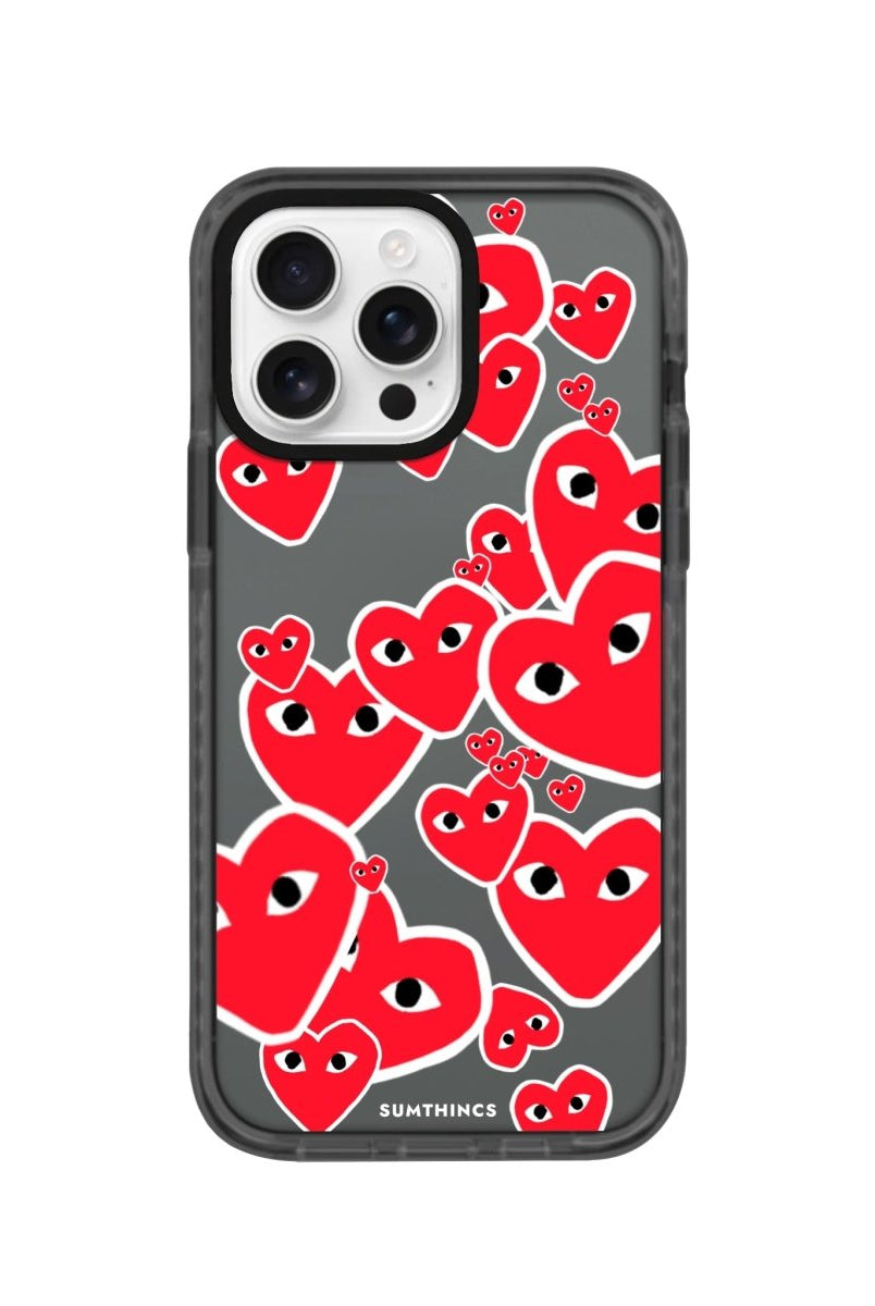 iPhone 16 Pro Hearts Procase Şeffaf Telefon Kılıfı Antrasit - SUMTHINCS
