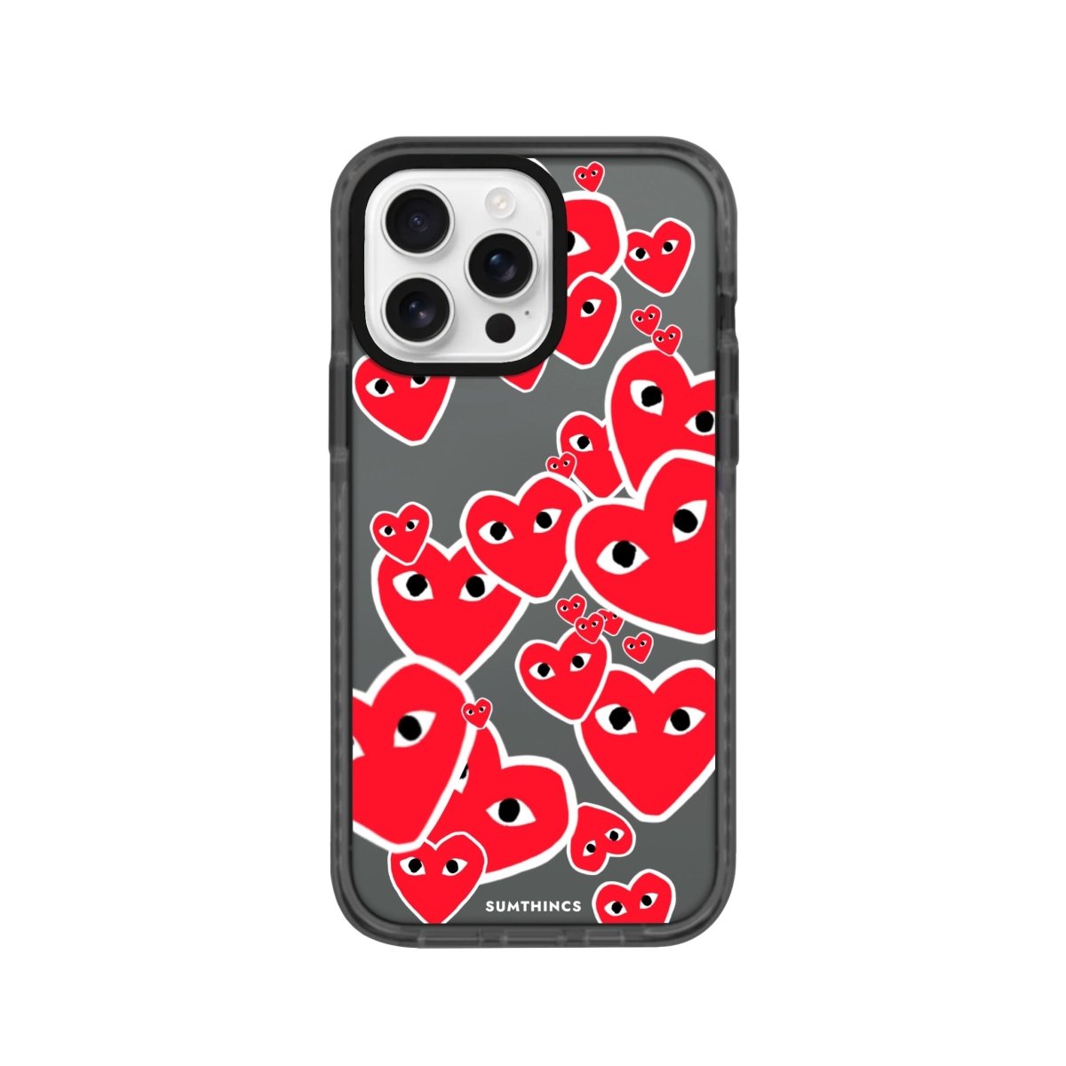 iPhone 16 Pro Hearts Procase Şeffaf Telefon Kılıfı Antrasit - SUMTHINCS