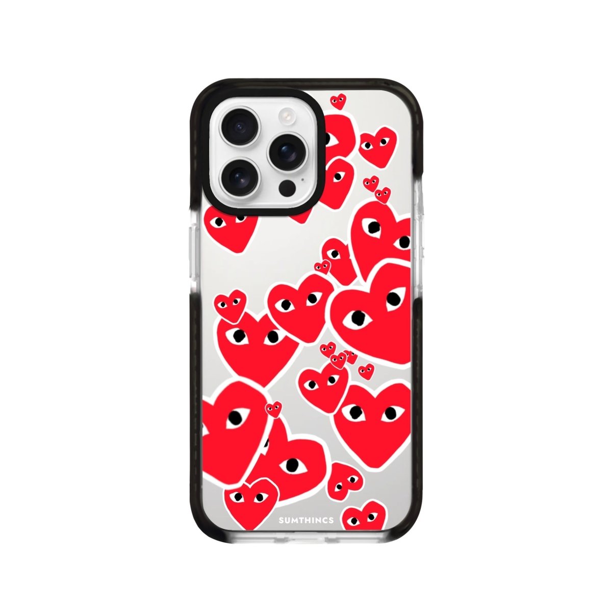 iPhone 16 Pro Hearts Procase Şeffaf Telefon Kılıfı Siyah Şeffaf - SUMTHINCS