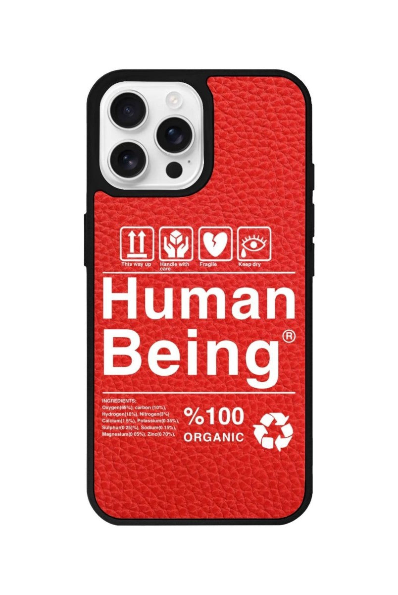 iPhone 16 Pro Human Being Leather Vegan Deri Telefon Kılıfı Kırmızı - SUMTHINCS