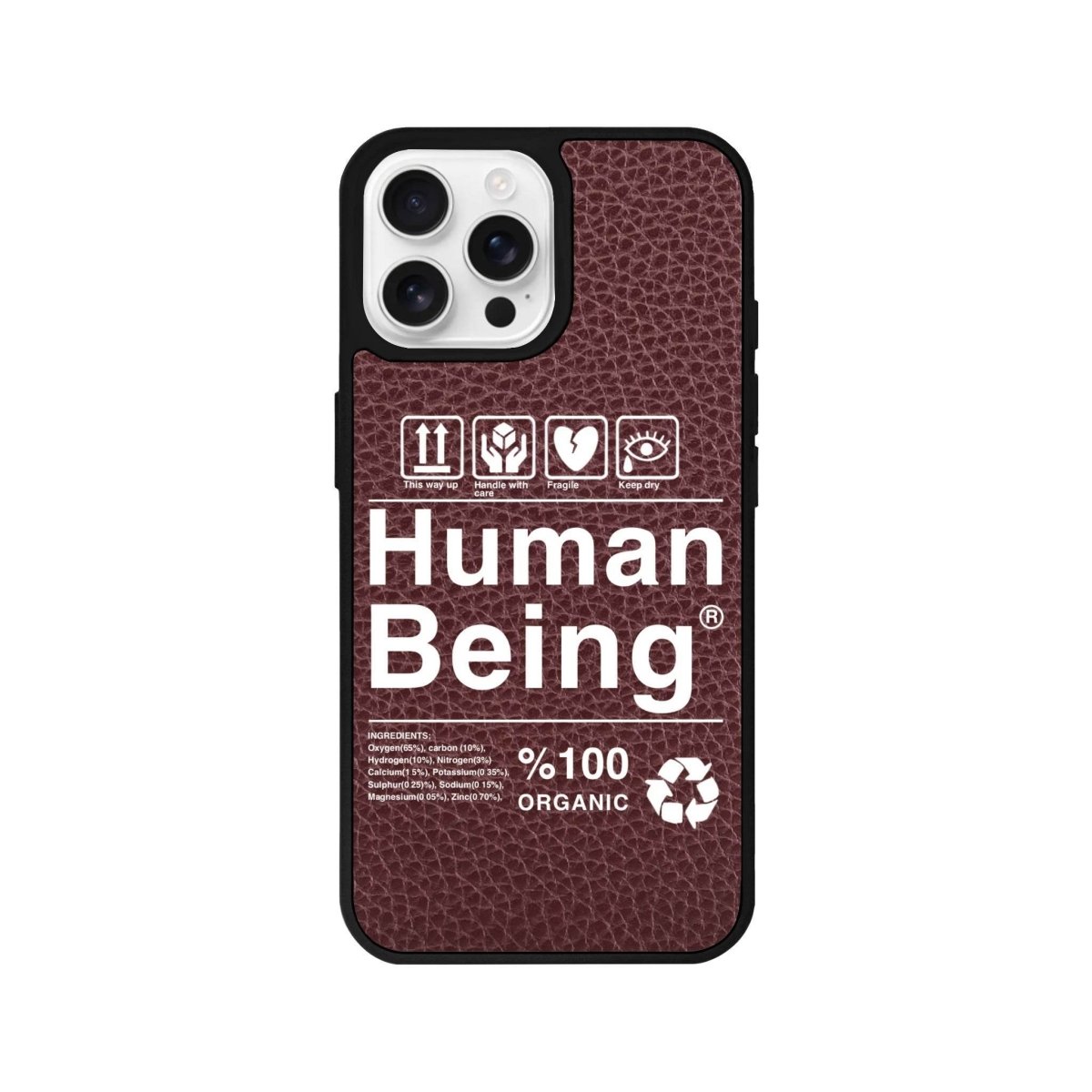 iPhone 16 Pro Human Being Leather Vegan Deri Telefon Kılıfı Bordo - SUMTHINCS