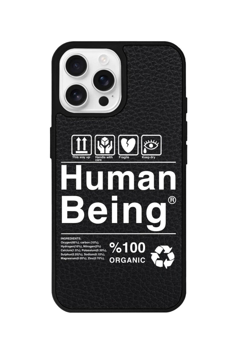 iPhone 16 Pro Human Being Leather Vegan Deri Telefon Kılıfı Siyah - SUMTHINCS