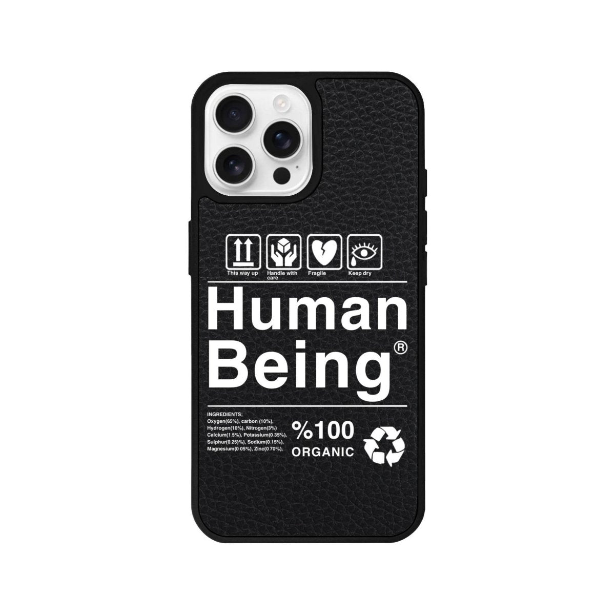 iPhone 16 Pro Human Being Leather Vegan Deri Telefon Kılıfı Siyah - SUMTHINCS