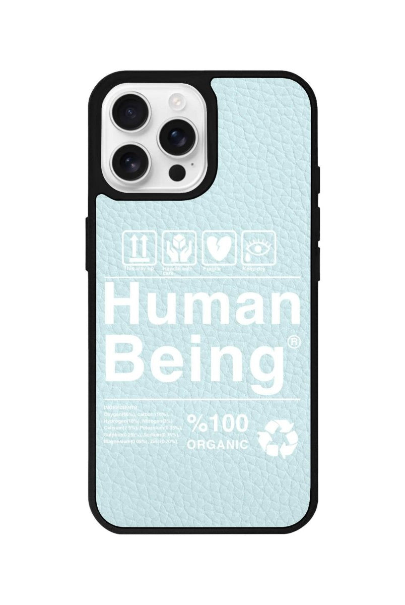 iPhone 16 Pro Human Being Leather Vegan Deri Telefon Kılıfı Açık Mavi - SUMTHINCS