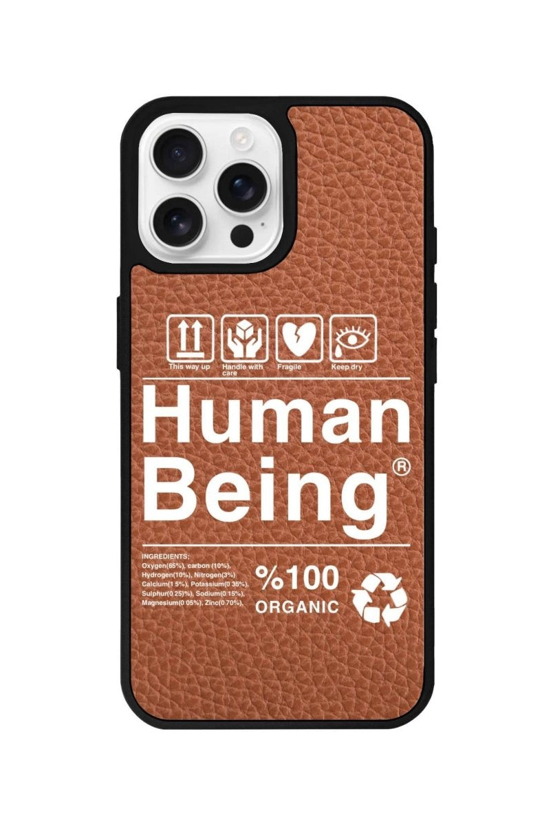 iPhone 16 Pro Human Being Leather Vegan Deri Telefon Kılıfı Kahverengi - SUMTHINCS