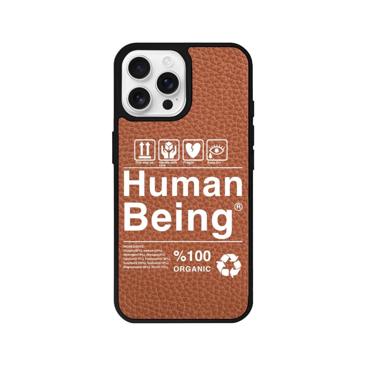 iPhone 16 Pro Human Being Leather Vegan Deri Telefon Kılıfı Kahverengi - SUMTHINCS