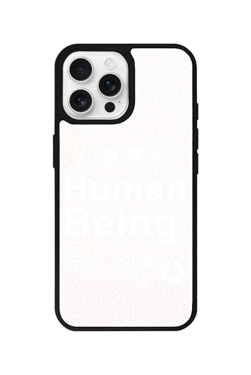 iPhone 16 Pro Human Being Leather Vegan Deri Telefon Kılıfı Beyaz - SUMTHINCS