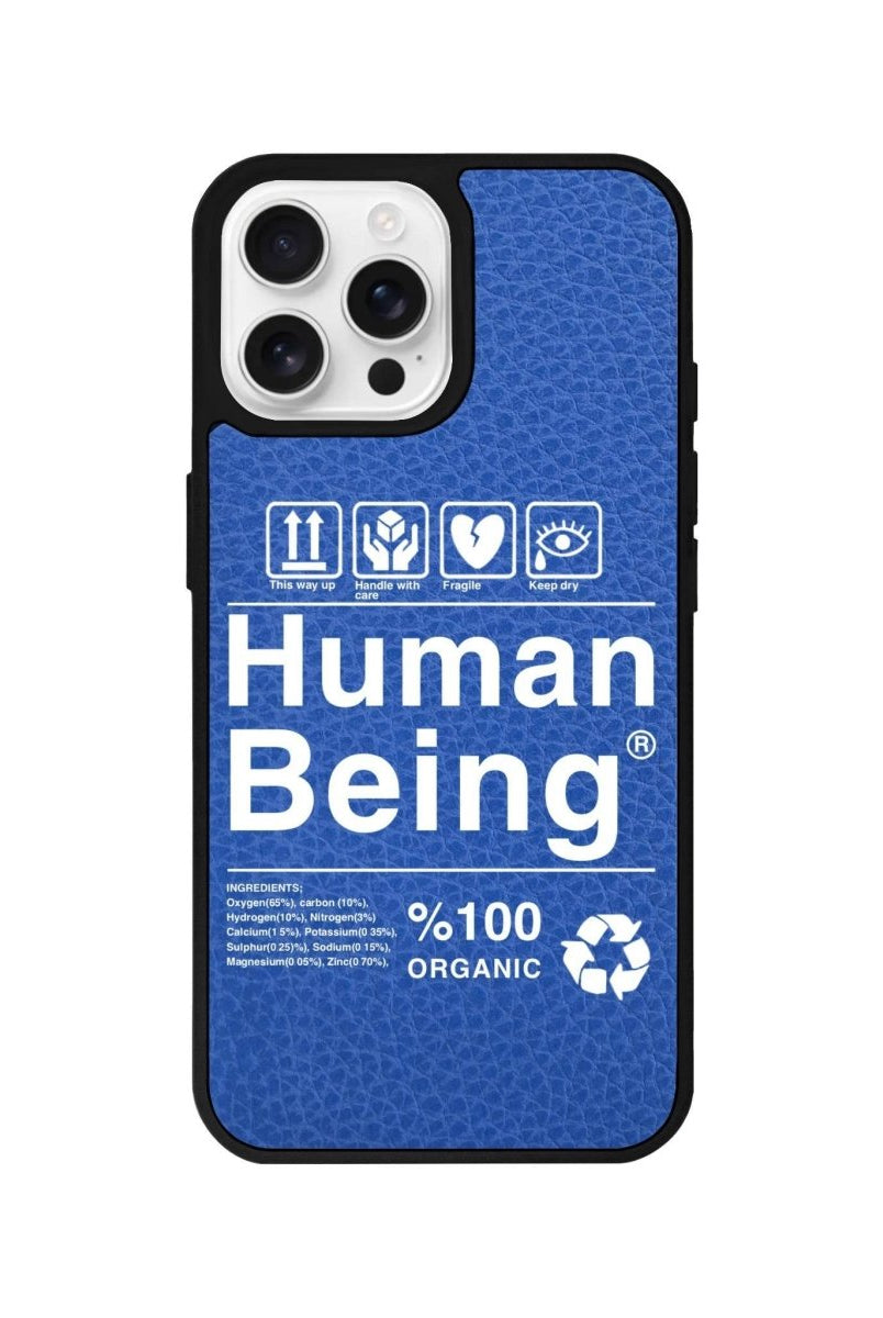 iPhone 16 Pro Human Being Leather Vegan Deri Telefon Kılıfı Mavi - SUMTHINCS