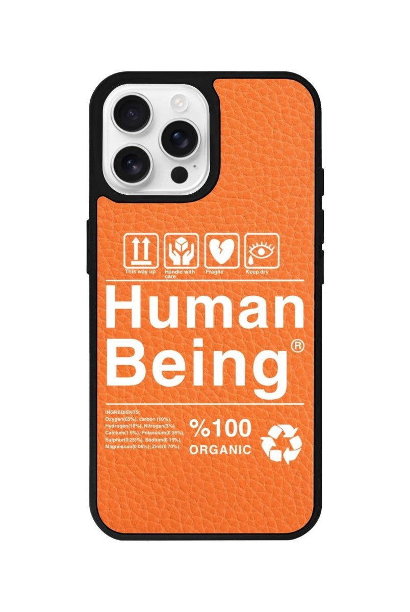 iPhone 16 Pro Human Being Leather Vegan Deri Telefon Kılıfı Turuncu - SUMTHINCS