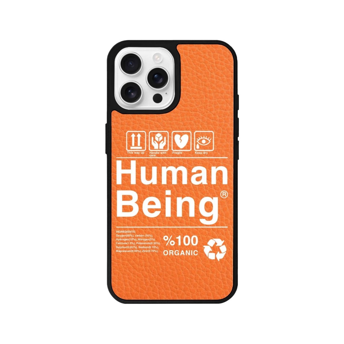 iPhone 16 Pro Human Being Leather Vegan Deri Telefon Kılıfı Turuncu - SUMTHINCS