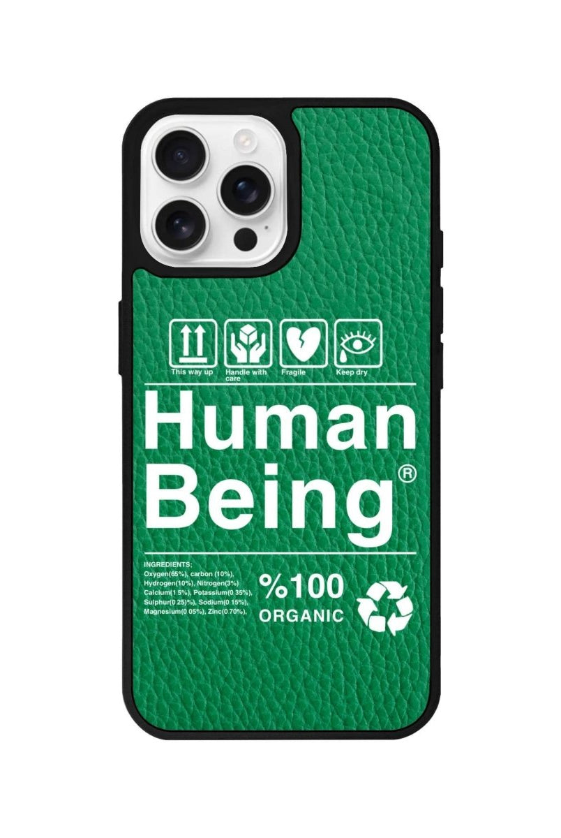 iPhone 16 Pro Human Being Leather Vegan Deri Telefon Kılıfı Yeşil - SUMTHINCS