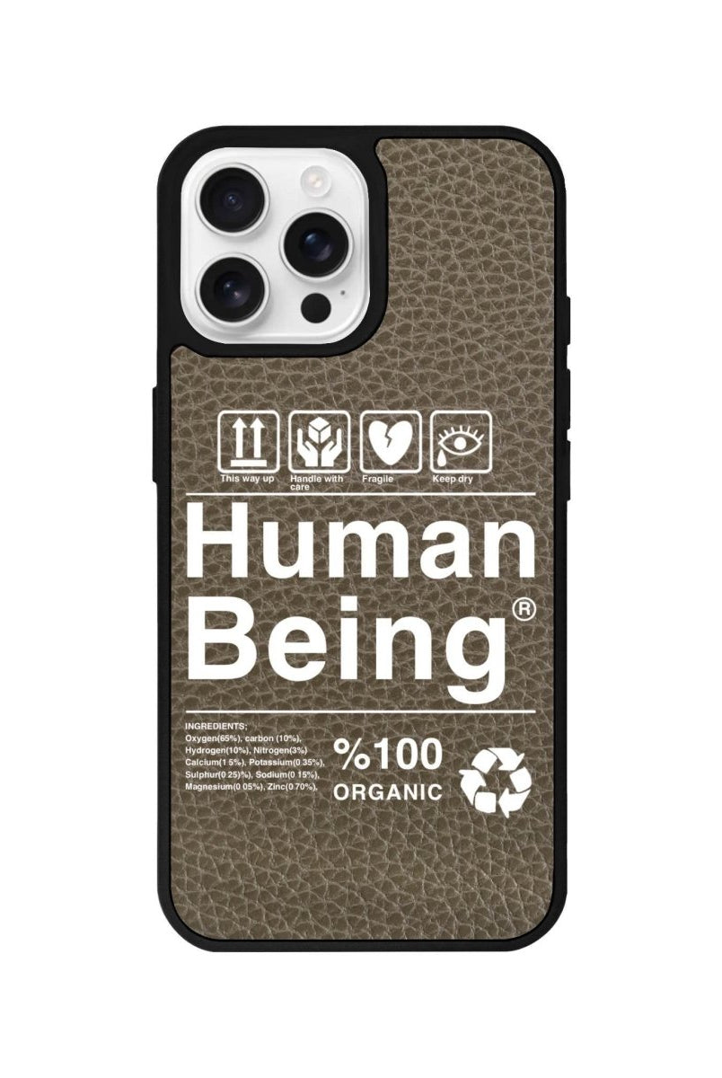 iPhone 16 Pro Human Being Leather Vegan Deri Telefon Kılıfı Haki - SUMTHINCS