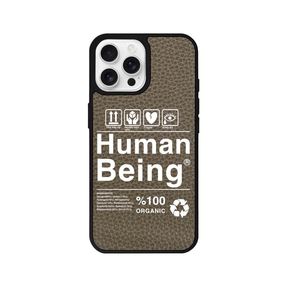 iPhone 16 Pro Human Being Leather Vegan Deri Telefon Kılıfı Haki - SUMTHINCS